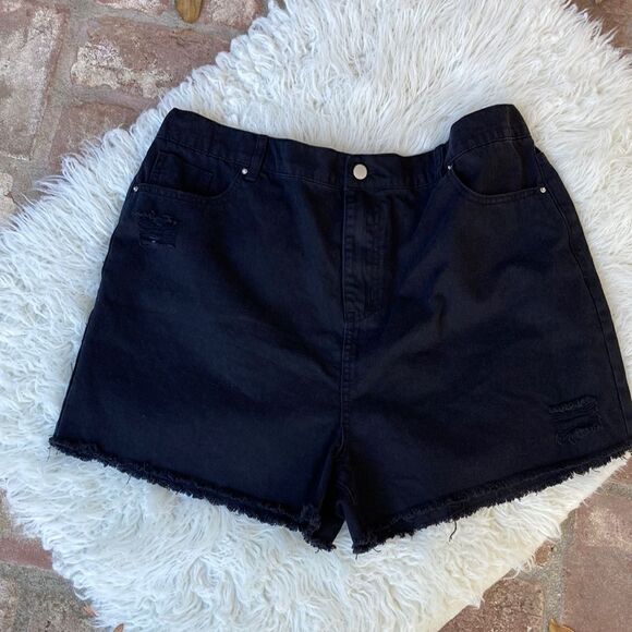 Hayden Pants - Hayden Los Angeles 100% Cotton Black Frayed Hem Distressed Shorts Women’s 1XL